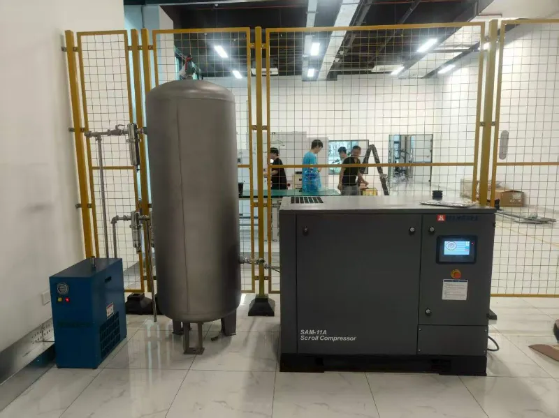Yuzhen conclui instalação e comissionamento do compressor de ar scroll isento de óleo SAM-11A para cliente em Cingapura